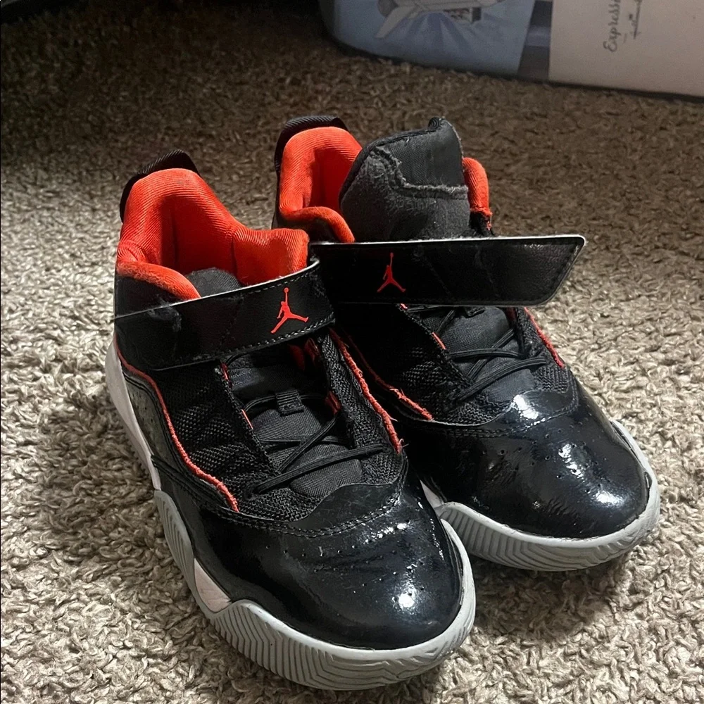 Jordan Kids' Black and Red Mid-Top Basketball Sneakers